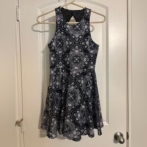 Lace Patterned Open Back Dress
